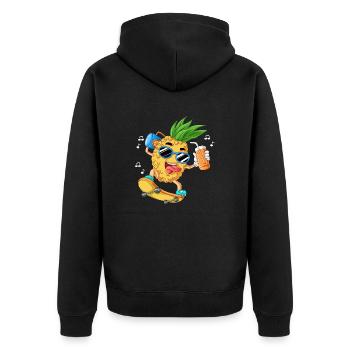 Ananas Skateboard - Unisex Premium Bio Zip Hoodie - Schwarz - Hinten - Nico (187cm)