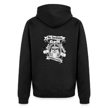 Nordischer Gott der Ungeduld Hammersbald - Unisex Premium Bio Zip Hoodie - Schwarz - Hinten - Nico (187cm)