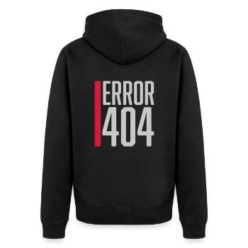 Fehler Code Error 404 - Unisex Premium Bio Zip Hoodie - Schwarz - Hinten - Nico (187cm)
