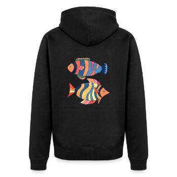 Poissons - Veste à capuche bio Premium Unisexe - noir - Dos - Nico (187cm)
