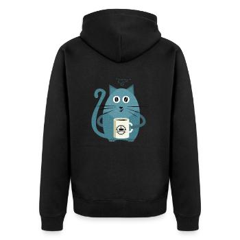Kitty Drinking Coffee - Funny Cats - Unisex Premium Organic Zip Hoodie - black - Back - Nico (187cm)