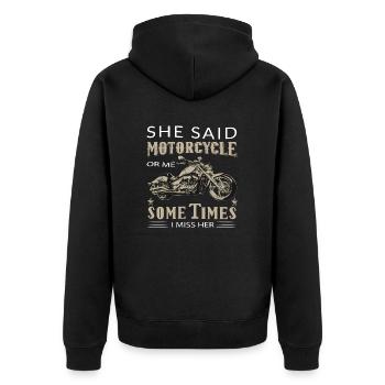 Motorradfahrer Biker Leidenschaft - Unisex Premium Bio Zip Hoodie - Schwarz - Hinten - Nico (187cm)