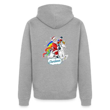 Weihnachten mal wieder - Unisex Premium Bio Zip Hoodie - Grau meliert - Hinten - Nico (187cm)