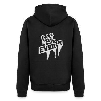 best cousin ever quote - Unisex Premium Organic Zip Hoodie - black - Back - Nico (187cm)