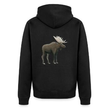 Moose - Unisex Premium Organic Zip Hoodie - black - Back - Nico (187cm)