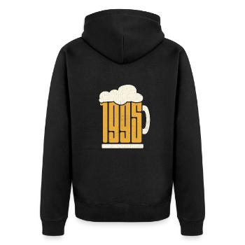 28. Geburtstag Biertrinker 28 Jahre Jahrgang 1995 - Unisex Premium Bio Zip Hoodie - Schwarz - Hinten - Nico (187cm)