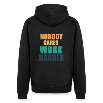 An exclusive design also ideal as a gift Nobo - Unisex Premium Organic Zip Hoodie - black - Back - Nico (187cm)