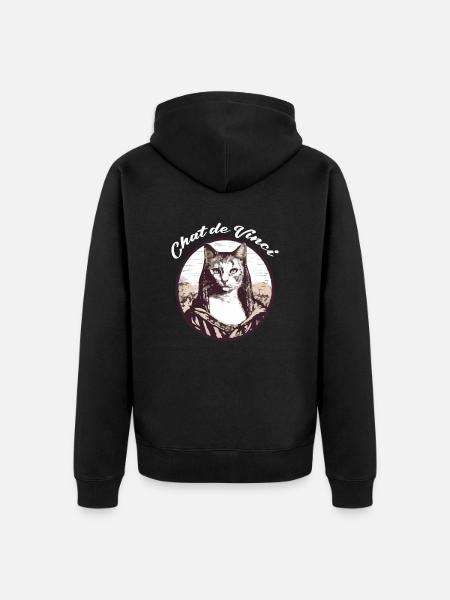 Da Vinci's cat - Unisex Premium Organic Zip Hoodie - black