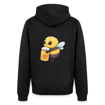 Une abeille mignonne boit une grosse bière - Veste à capuche bio Premium Unisexe - noir - Dos - Nico (187cm)