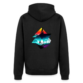 Walking the world - Unisex Premium Organic Zip Hoodie - black - Back - Nico (187cm)