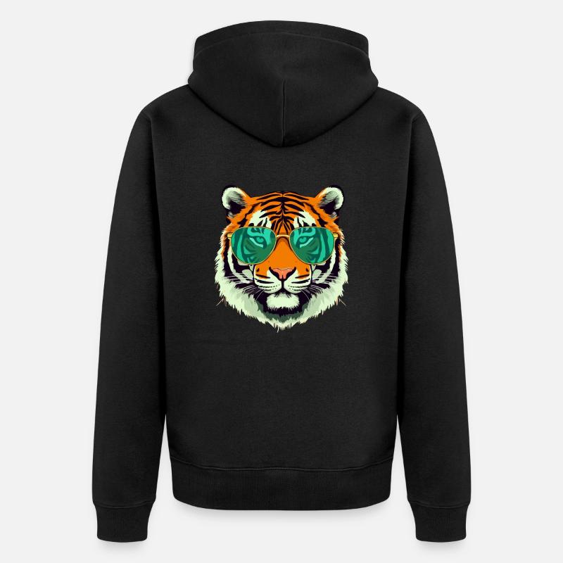 Tim le tigre à lunettes - Veste à capuche bio Premium Unisexe - noir