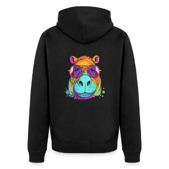 Harry l'hippopotame - Veste à capuche bio Premium Unisexe - noir - Dos - Nico (187cm)