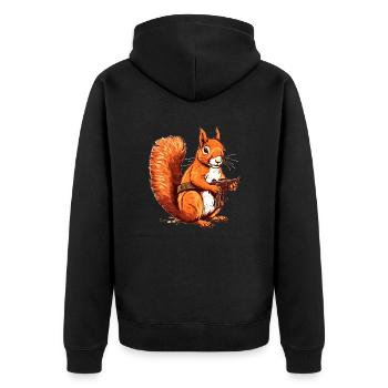 Einzigartiges und schwer bewaffnetes Eichhörnchen - Unisex Premium Bio Zip Hoodie - Schwarz - Hinten - Nico (187cm)