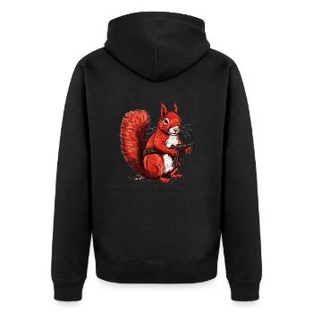 Wehrhaftes süßes Eichhörnchen beweist Mut - Unisex Premium Bio Zip Hoodie - Schwarz - Hinten - Nico (187cm)