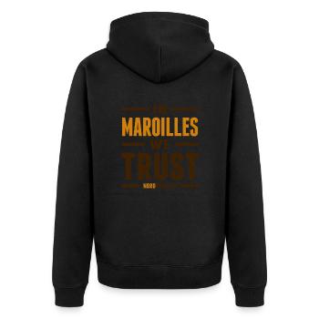 In maroilles we trust - Nord - Veste à capuche bio Premium Unisexe - noir - Dos - Nico (187cm)