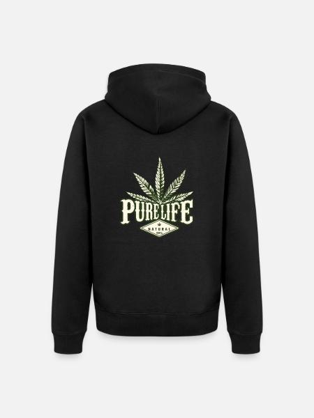 PURE LIFE NATURAL 100% - Unisex Premium Organic Zip Hoodie - black