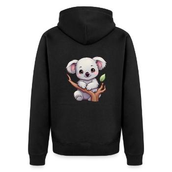 Koala Kawaii - Unisex Premium Bio Zip Hoodie - Schwarz - Hinten - Nico (187cm)