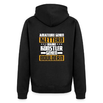 Amateure gehen klettern Künstler gehen bouldern Kl - Unisex Premium Bio Zip Hoodie - Schwarz - Hinten - Nico (187cm)