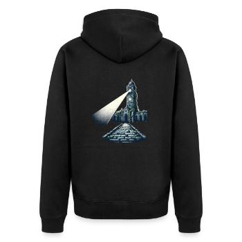 Abandoned Tower in the Dark - Unisex Premium Organic Zip Hoodie - black - Back - Nico (187cm)