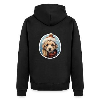 Chien avec écharpe et chapeau - Veste à capuche bio Premium Unisexe - noir - Dos - Nico (187cm)