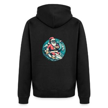 Surfing Santa Claus - Unisex Premium Organic Zip Hoodie - black - Back - Nico (187cm)