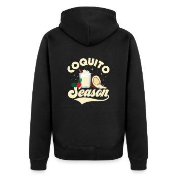 Coquito Season Puerto Rican Coconut Rum Drink - Unisex Premium Organic Zip Hoodie - black - Back - Nico (187cm)