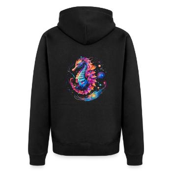 Conception d’hippocampe dans des couleurs vives animaux marins - Veste à capuche bio Premium Unisexe - noir - Dos - Nico (187cm)
