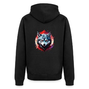 Wolf Tattoo - Unisex Premium Organic Zip Hoodie - black - Back - Nico (187cm)