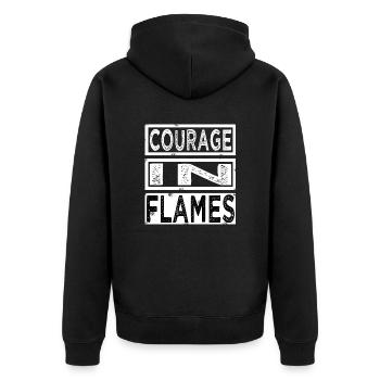 humour, bravoure, dictons drôles, bouée de sauvetage, citation - Veste à capuche bio Premium Unisexe - noir - Dos - Nico (187cm)