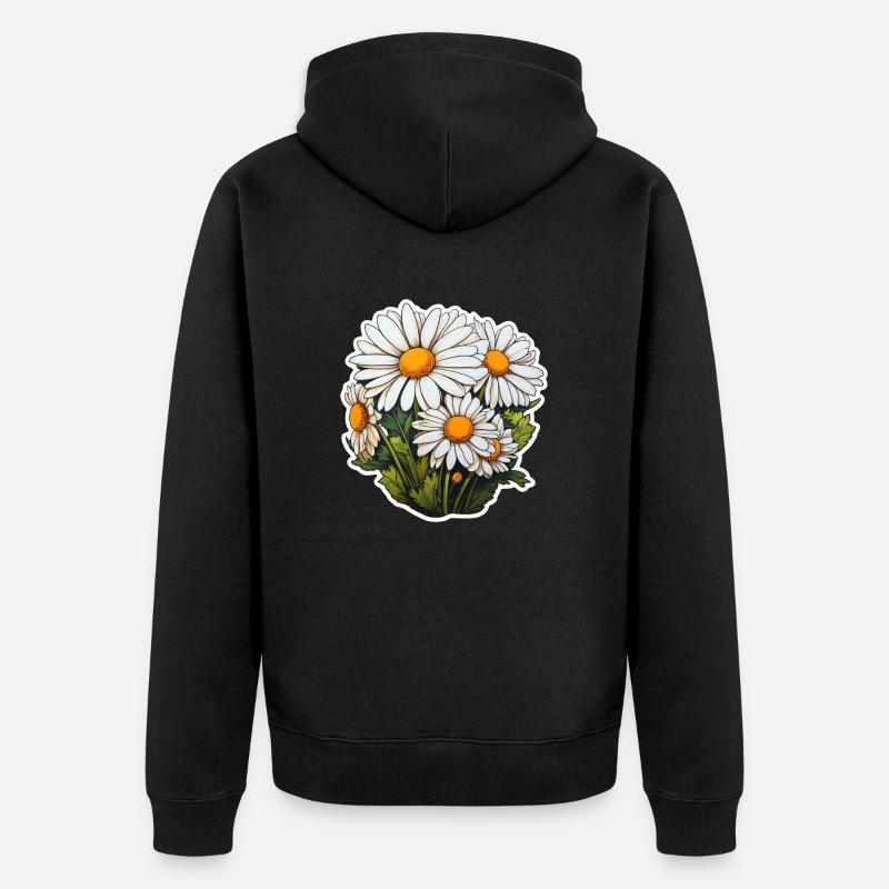 Gänseblümchen 5 Blüten - Unisex Premium Bio Zip Hoodie - Schwarz