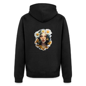 Margeriten Mädchen - Unisex Premium Bio Zip Hoodie - Schwarz - Hinten - Nico (187cm)