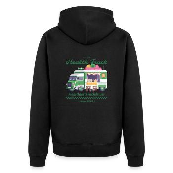 Gesunder Busfahrer - Unisex Premium Bio Zip Hoodie - Schwarz - Hinten - Nico (187cm)