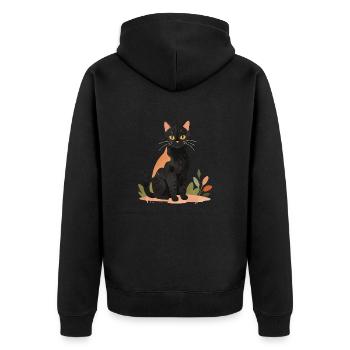 Chat noir et brun - Veste à capuche bio Premium Unisexe - noir - Dos - Nico (187cm)