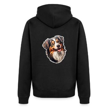 Australian Shephard loyal - Unisex Premium Organic Zip Hoodie - black - Back - Nico (187cm)