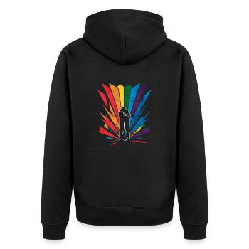 LGBT, Regenbogen-Pride-Monat - Unisex Premium Bio Zip Hoodie - Schwarz - Hinten - Nico (187cm)