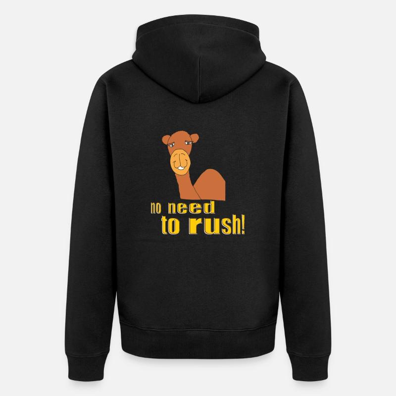 kamel no need to rush - Unisex Premium Bio Zip Hoodie - Schwarz