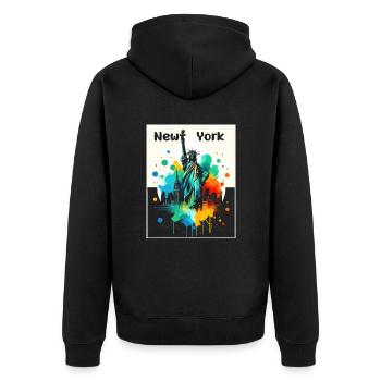 Vivid Liberty Art - Unisex Premium Organic Zip Hoodie - black - Back - Nico (187cm)