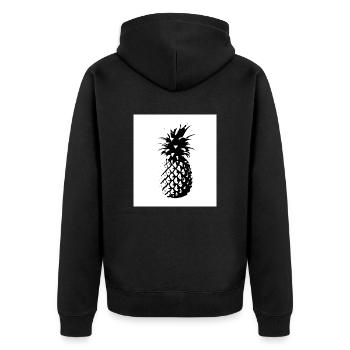 Ananas schwarz weiß - Unisex Premium Bio Zip Hoodie - Schwarz - Hinten - Nico (187cm)