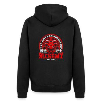Fullmetal Alchemist Rotes Alchemie-Symbol - Unisex Premium Bio Zip Hoodie - Schwarz - Hinten - Nico (187cm)