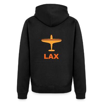 Flughafen Los Angeles - USA - United States - Unisex Premium Bio Zip Hoodie - Schwarz - Hinten - Nico (187cm)
