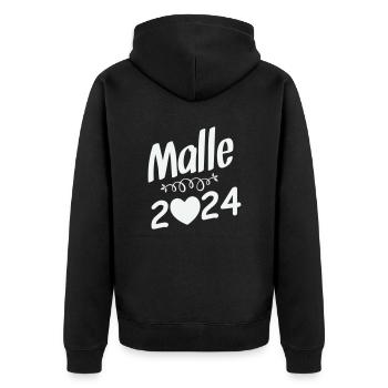 malle 2024 - Unisex Premium Bio Zip Hoodie - Schwarz - Hinten - Nico (187cm)