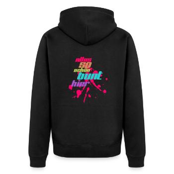 alles bunt - Unisex Premium Bio Zip Hoodie - Schwarz - Hinten - Nico (187cm)