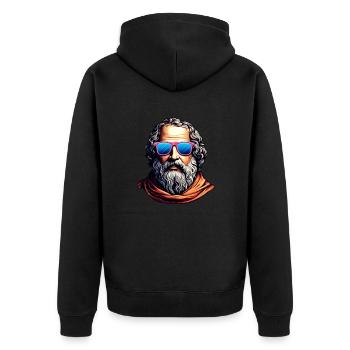 Buste Philosophe Rétro - Veste à capuche bio Premium Unisexe - noir - Dos - Nico (187cm)