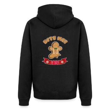 11869 gingerbread bite me red full - Unisex Premium Organic Zip Hoodie - black - Back - Nico (187cm)