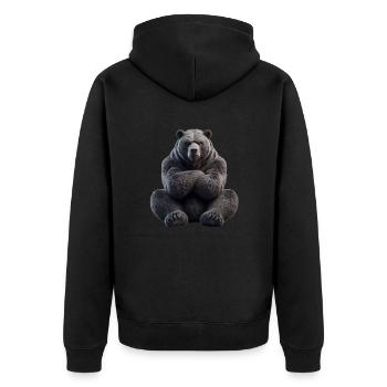 Bear grim 1 - Unisex Premium Organic Zip Hoodie - black - Back - Nico (187cm)