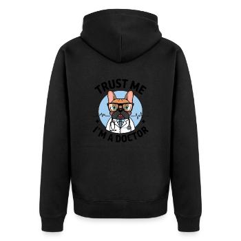 Croyez-moi, je suis un docteur bouledogue français - Veste à capuche bio Premium Unisexe - noir - Dos - Nico (187cm)