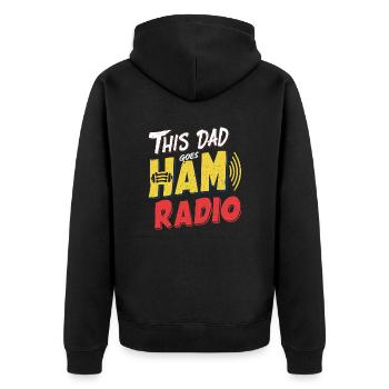 This dad loves ham radio - Unisex Premium Organic Zip Hoodie - black - Back - Nico (187cm)