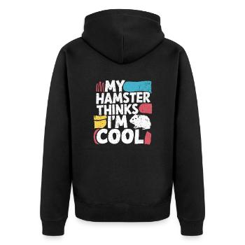 Lustiger Spruch für Hamsterfreunde - Unisex Premium Bio Zip Hoodie - Schwarz - Hinten - Nico (187cm)