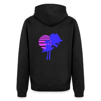 2 Palm Trees Island Tree Stripes Sun Sunset - Unisex Premium Organic Zip Hoodie - black - Back - Nico (187cm)