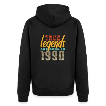 Les vrais légendes sont nés en 1990. Année 2025. - Veste à capuche bio Premium Unisexe - noir - Dos - Nico (187cm)